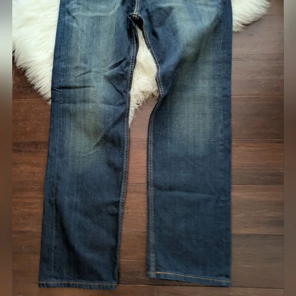NWT Levi's 505 Blue Distressed Denim Jeans 36x32